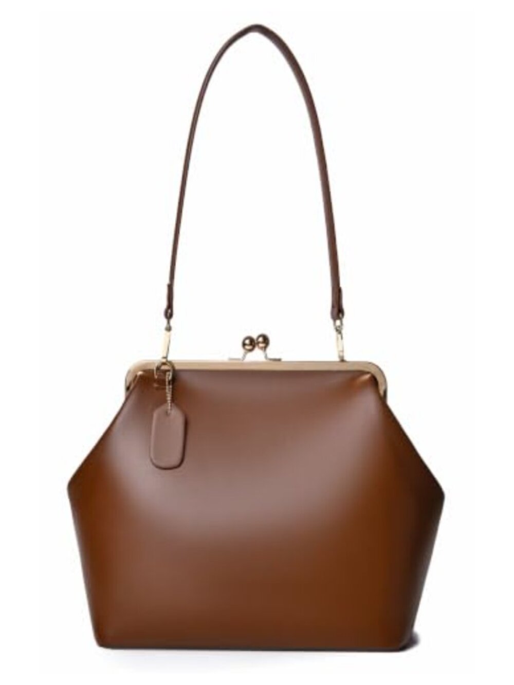 Slouchy Kiss Lock Crossbody Bag PU Leather Crescent Hobo Shoulder Purse